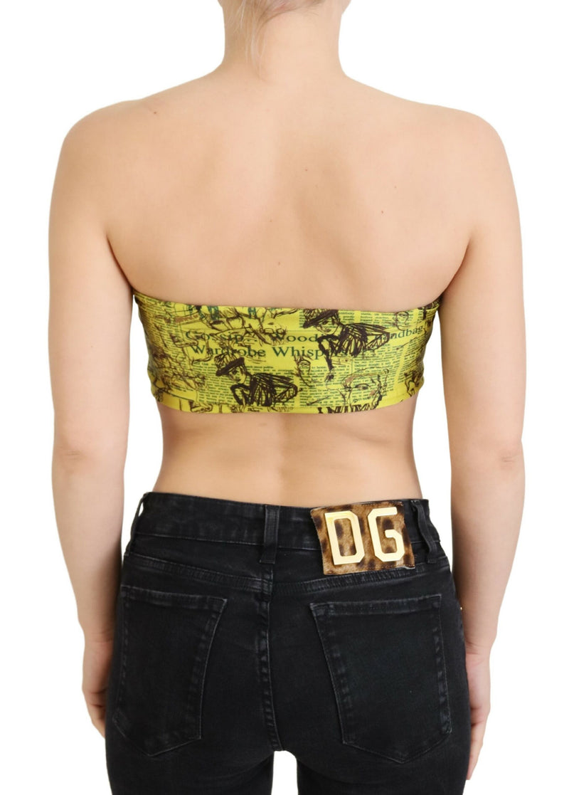 Chic Cropped Stretch Top Bra in Multicolor Print John Galliano