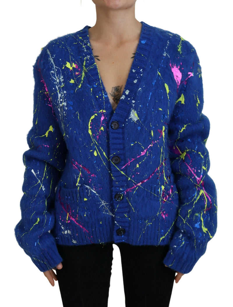 Elegant Multicolor Splash Mohair Cardigan Dolce & Gabbana