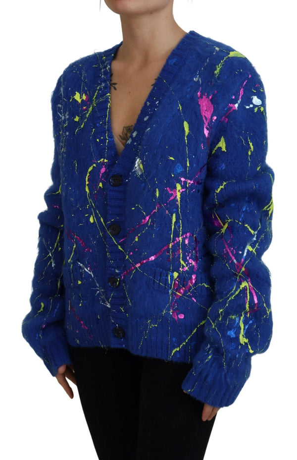 Elegant Multicolor Splash Mohair Cardigan Dolce & Gabbana