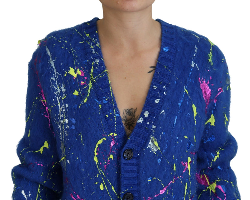 Elegant Multicolor Splash Mohair Cardigan Dolce & Gabbana