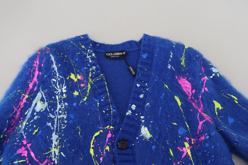 Elegant Multicolor Splash Mohair Cardigan Dolce & Gabbana