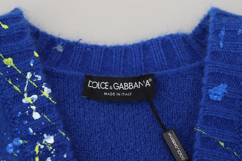 Elegant Multicolor Splash Mohair Cardigan Dolce & Gabbana