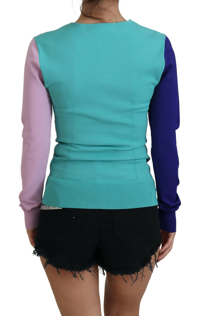 Chic Multicolor V-Neck Pullover Sweater Dolce & Gabbana