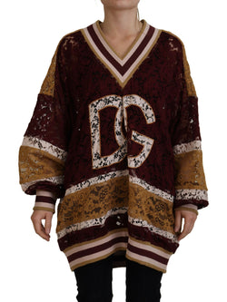 Multicolor V-Neck Pullover Sweater Dolce & Gabbana