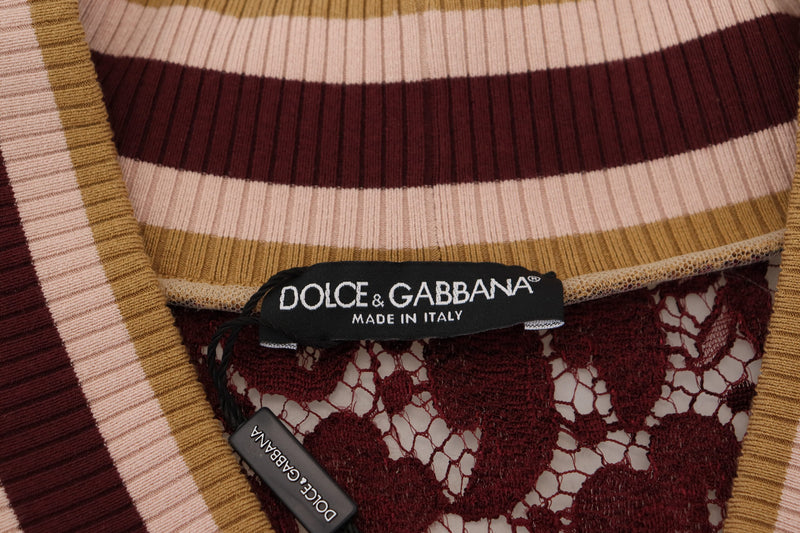 Multicolor V-Neck Pullover Sweater Dolce & Gabbana