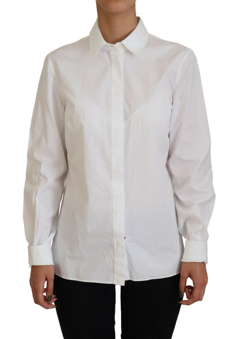 Elegant White Cotton Button-Up Top Dolce & Gabbana