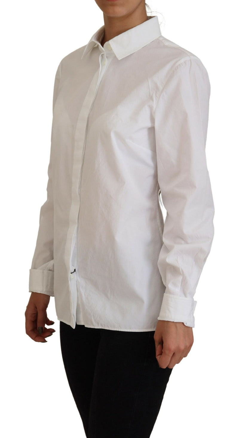 Elegant White Cotton Button-Up Top Dolce & Gabbana