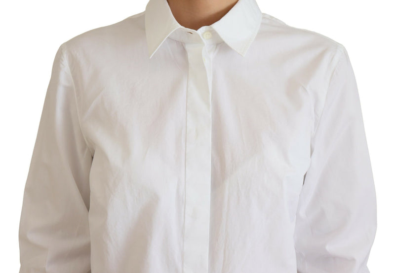Elegant White Cotton Button-Up Top Dolce & Gabbana