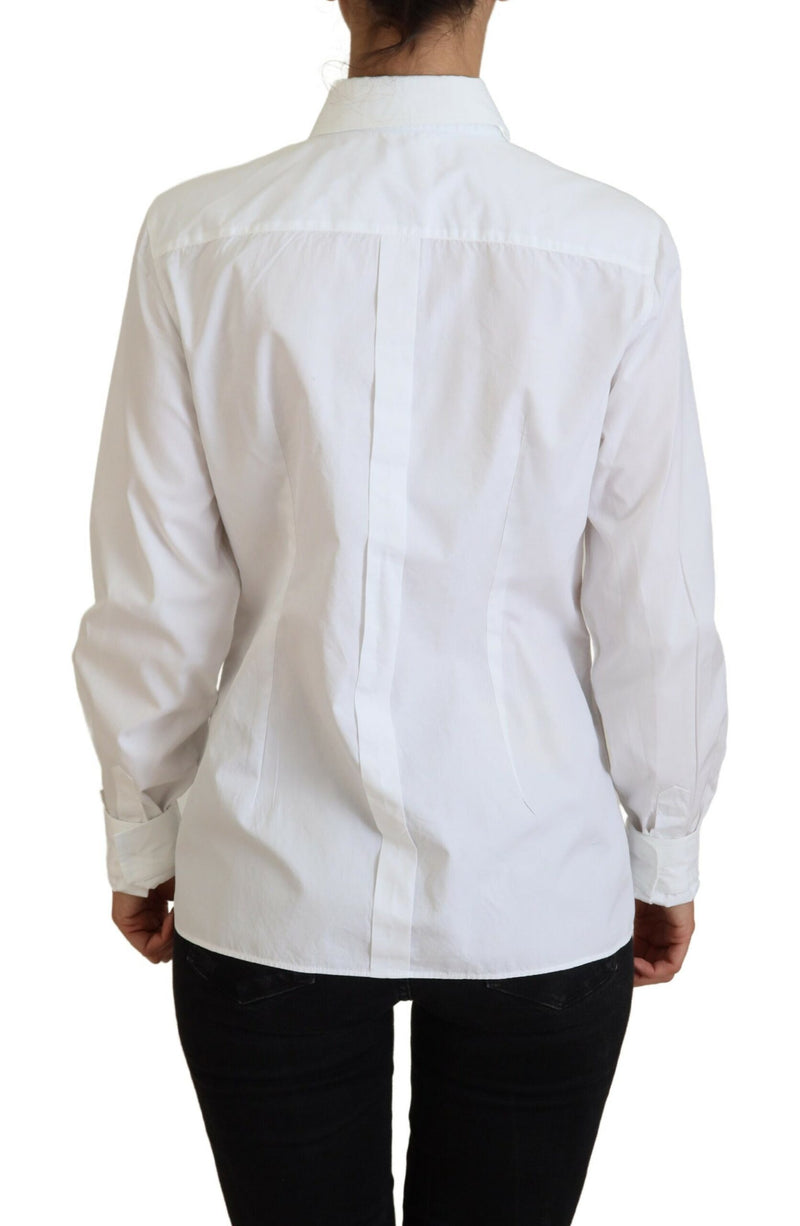 Elegant White Cotton Button-Up Top Dolce & Gabbana