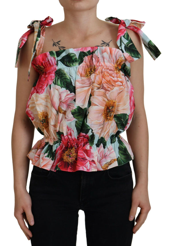 Elegant Floral Print Sleeveless Tank Top Dolce & Gabbana