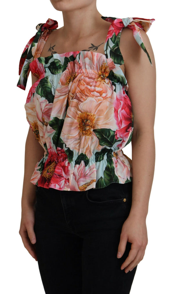 Elegant Floral Print Sleeveless Tank Top Dolce & Gabbana