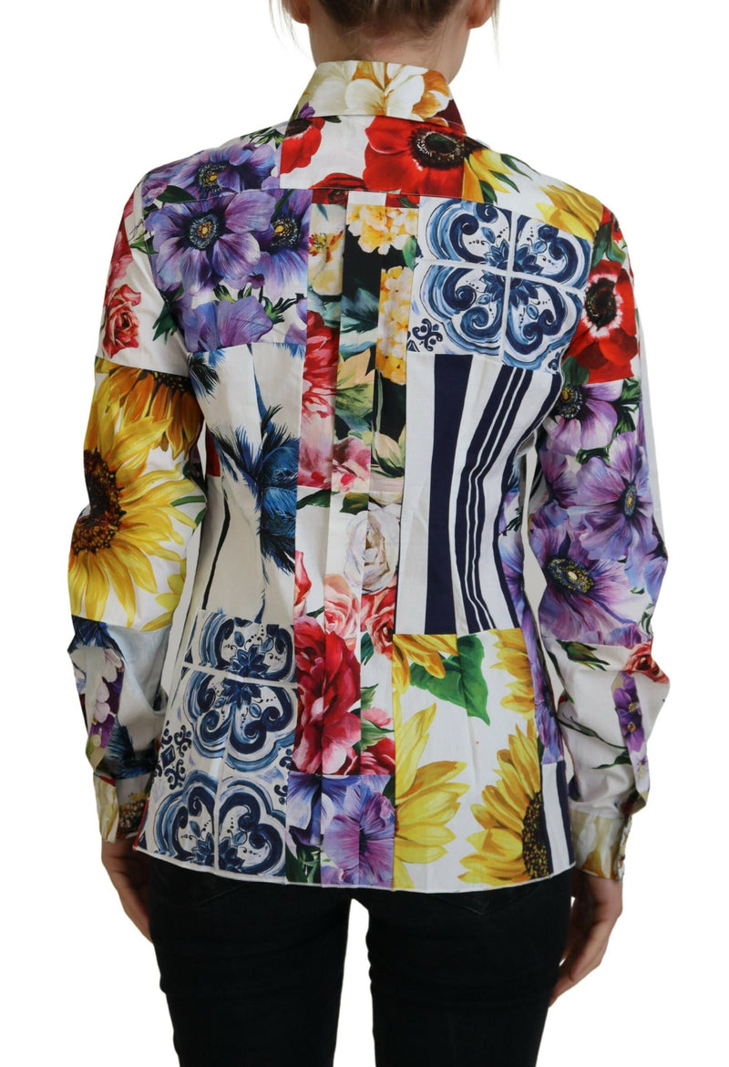 Elegant Floral Cotton Long Sleeve Top Dolce & Gabbana