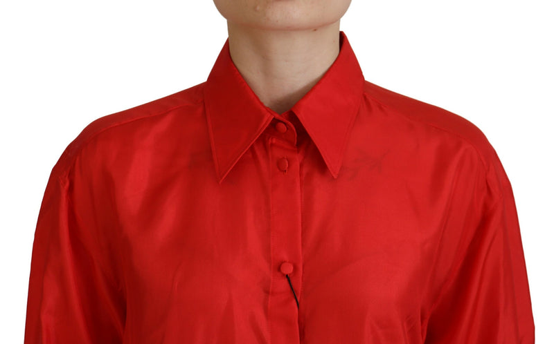 Elegant Silk Collared Long Sleeve Polo Top Dolce & Gabbana