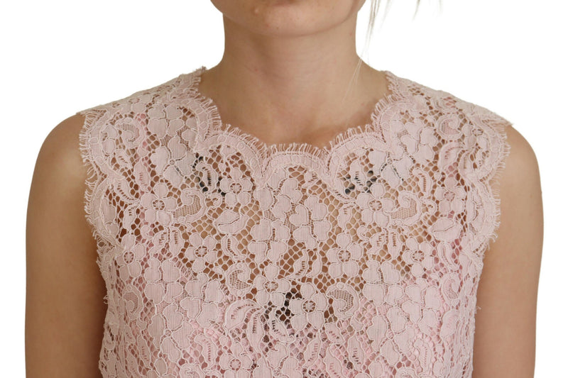 Elegant Sheer Lace Sleeveless Blouse in Pink Dolce & Gabbana