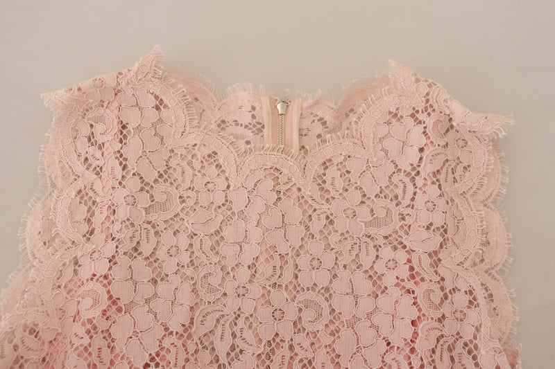 Elegant Sheer Lace Sleeveless Blouse in Pink Dolce & Gabbana