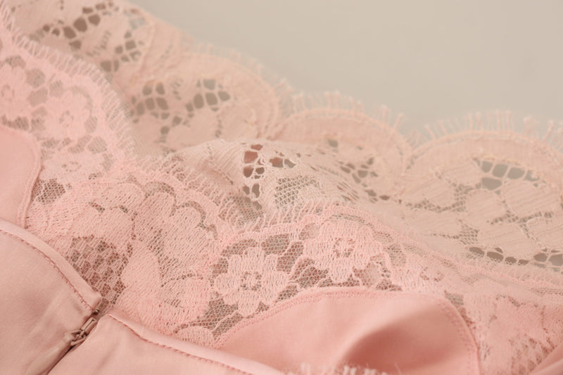 Elegant Sheer Lace Sleeveless Blouse in Pink Dolce & Gabbana