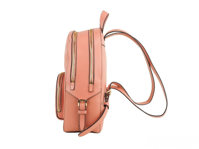 Jaycee Medium Sherbert Pebbled Leather Zip Pocket Backpack Bookbag Michael Kors