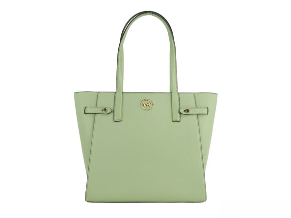 Carmen Large Light Sage Saffiano Leather North South Tote Handbag Michael Kors