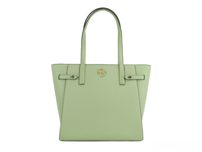 Carmen Large Light Sage Saffiano Leather North South Tote Handbag Michael Kors