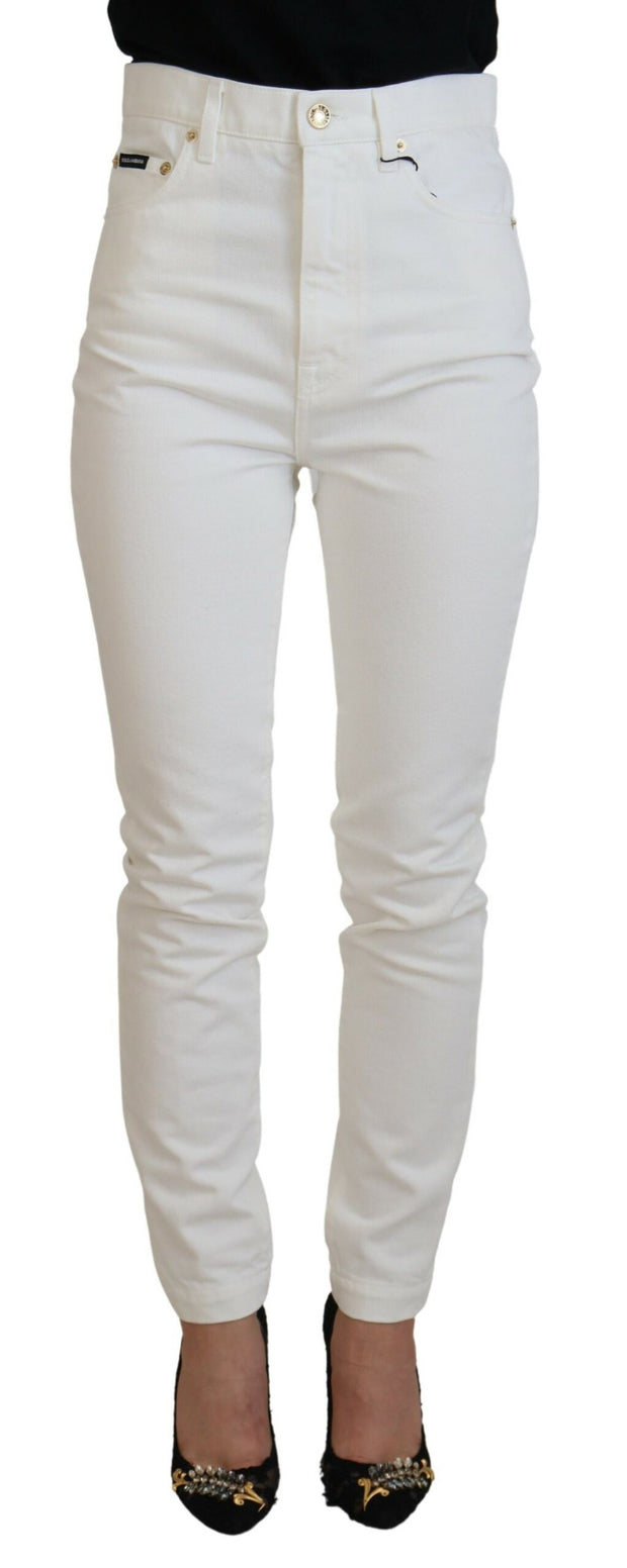 Svelte High Waist Slim Jeans in Off White Dolce & Gabbana