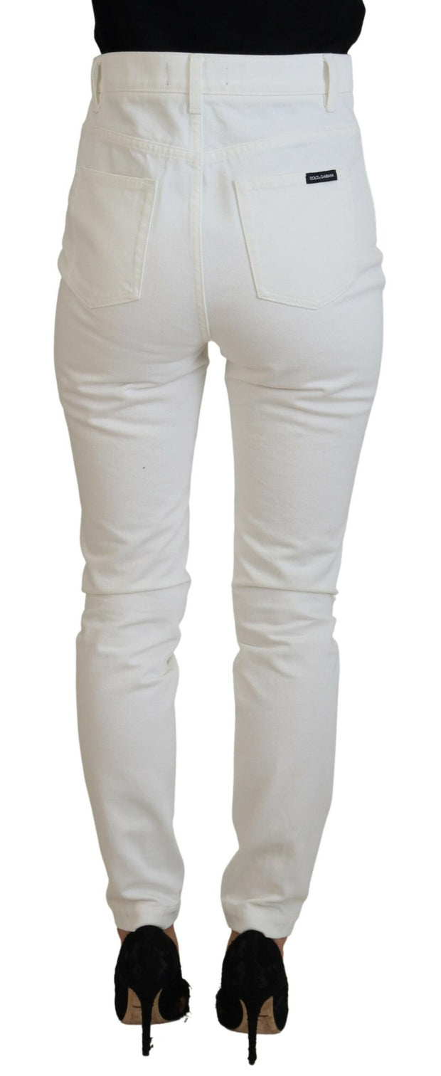 Svelte High Waist Slim Jeans in Off White Dolce & Gabbana