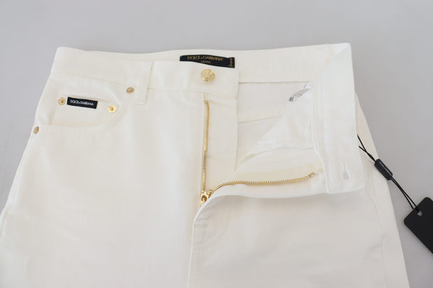 Svelte High Waist Slim Jeans in Off White Dolce & Gabbana