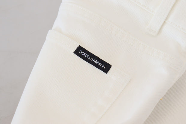 Svelte High Waist Slim Jeans in Off White Dolce & Gabbana