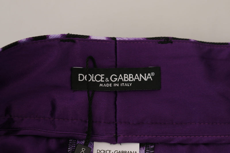 Elegant High Waist Straight Purple Pants Dolce & Gabbana