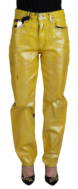 Chic High Waist Straight Jeans in Vibrant Yellow Dolce & Gabbana