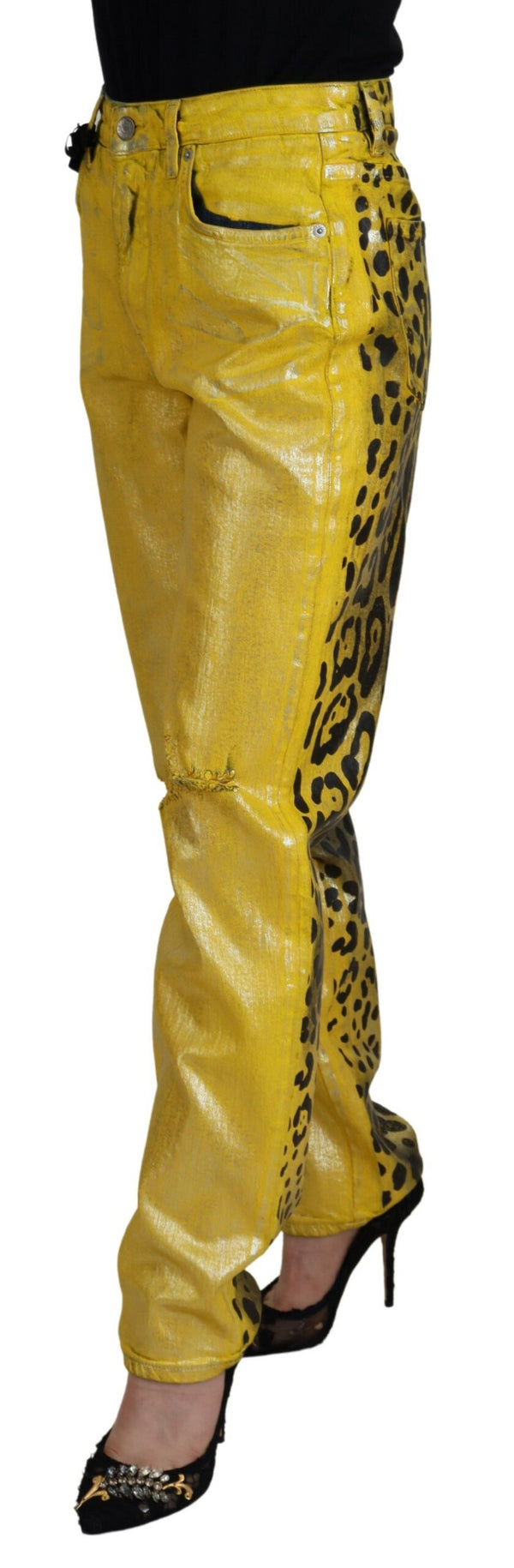 Chic High Waist Straight Jeans in Vibrant Yellow Dolce & Gabbana