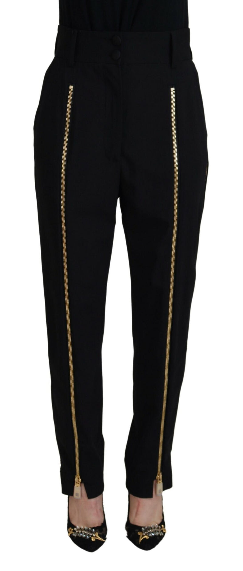 Elegant High Waist Tapered Wool Pants Dolce & Gabbana