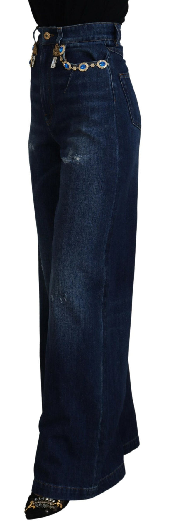 Embellished Straight Leg Designer Jeans Dolce & Gabbana