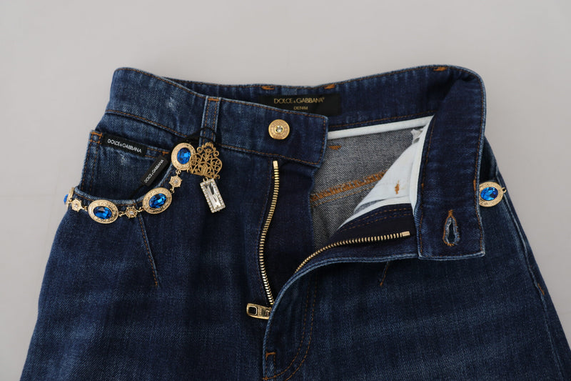 Embellished Straight Leg Designer Jeans Dolce & Gabbana