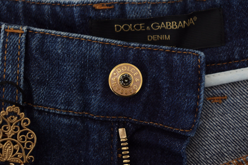 Embellished Straight Leg Designer Jeans Dolce & Gabbana