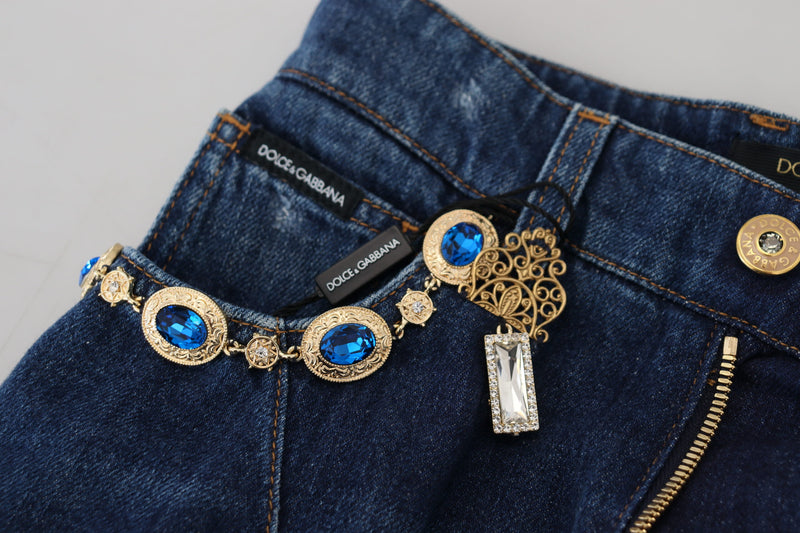 Embellished Straight Leg Designer Jeans Dolce & Gabbana