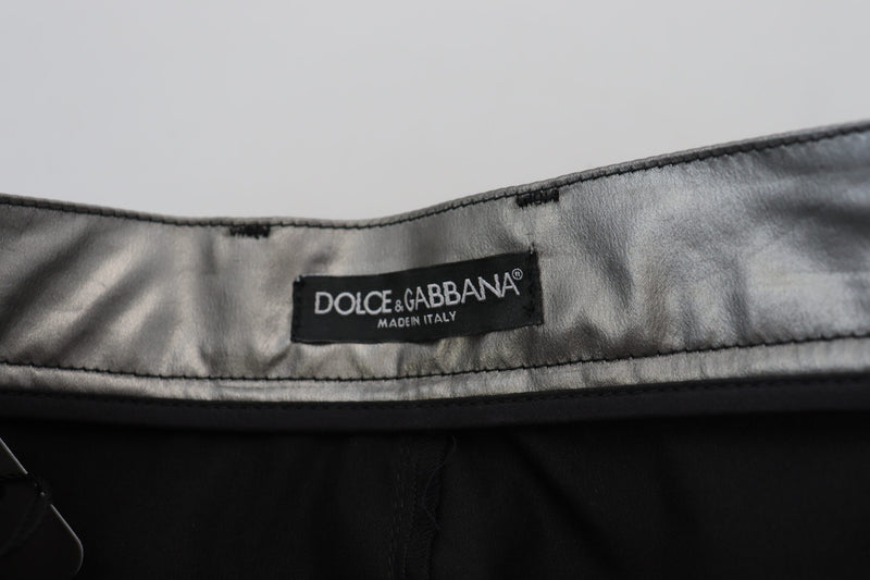 Elegant High Waist Skinny Pants in Silver Dolce & Gabbana