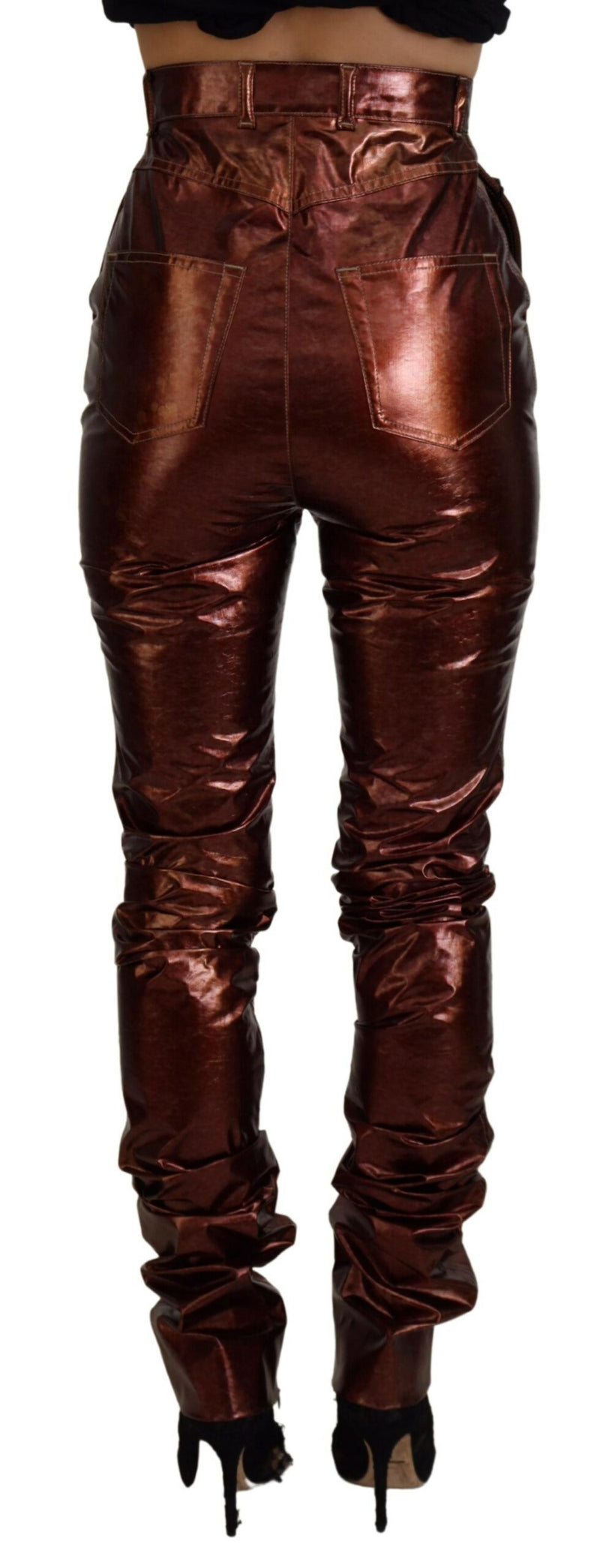 High Waist Skinny Jeans in Metallic Bronze Dolce & Gabbana