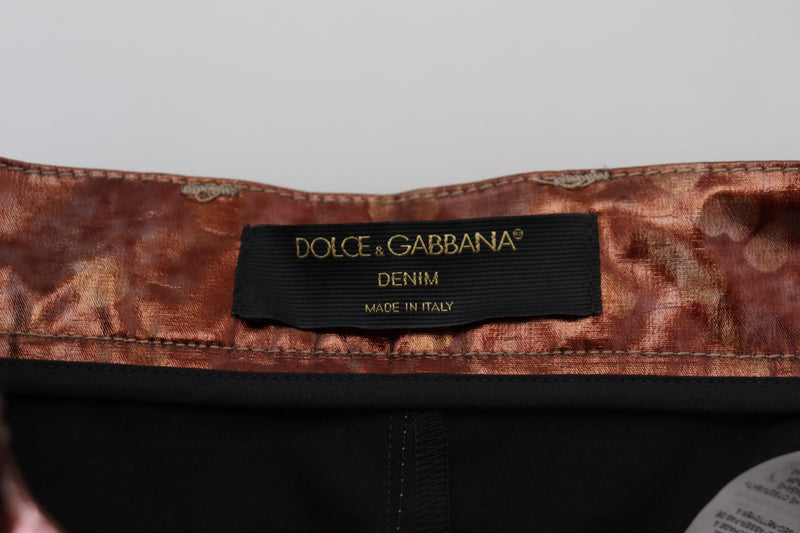 High Waist Skinny Jeans in Metallic Bronze Dolce & Gabbana