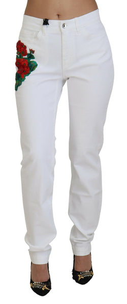 Elegant White Mid Waist Skinny Jeans Dolce & Gabbana