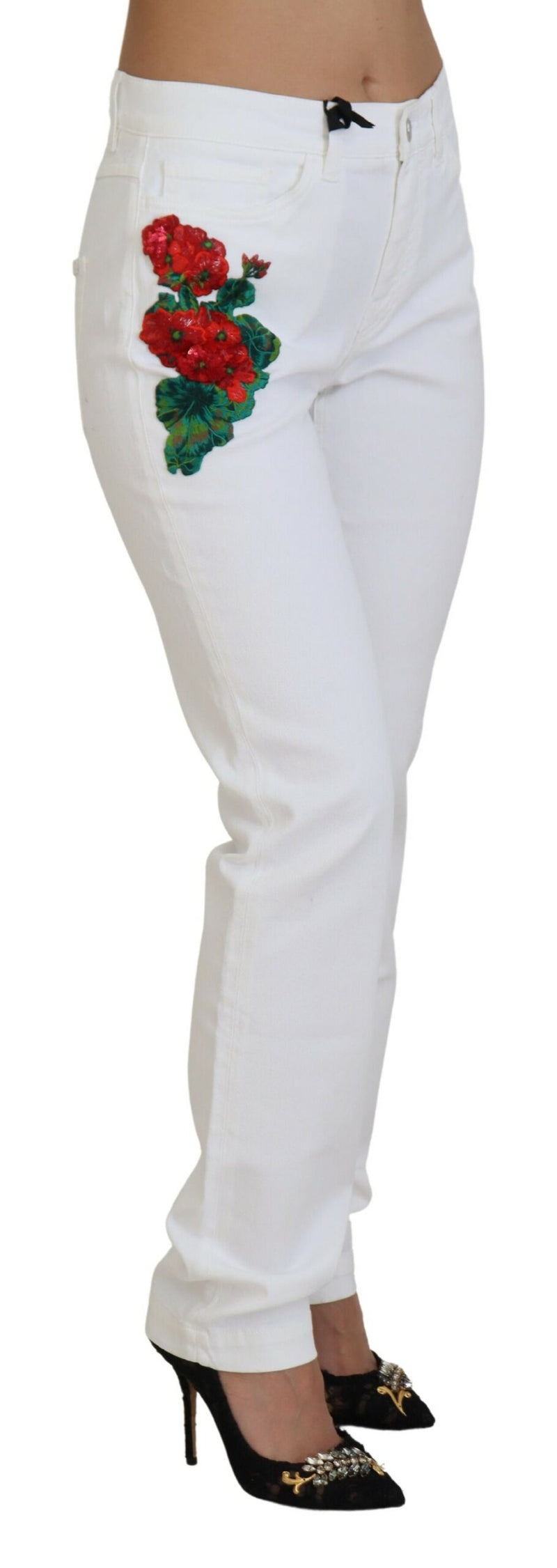 Elegant White Mid Waist Skinny Jeans Dolce & Gabbana