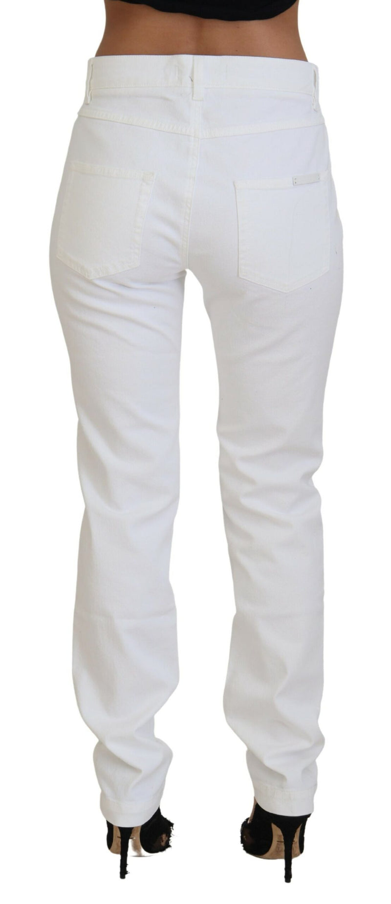 Elegant White Mid Waist Skinny Jeans Dolce & Gabbana