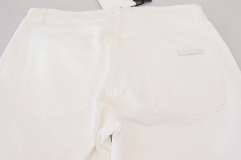 Elegant White Mid Waist Skinny Jeans Dolce & Gabbana