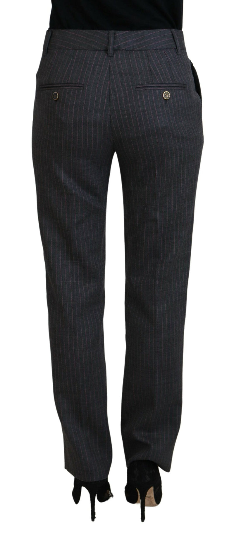 Elegant Gray Striped Tapered Pants Dolce & Gabbana