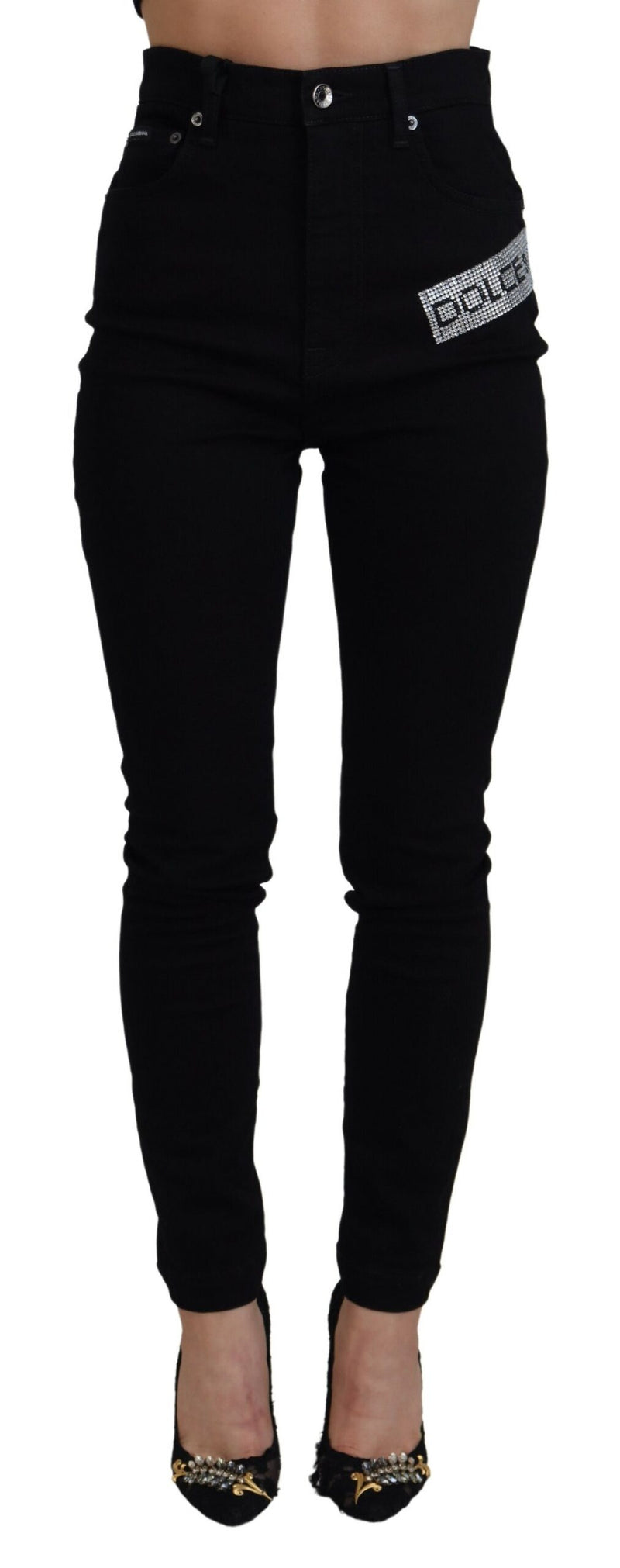 Chic High Waist Slim Fit Black Jeans Dolce & Gabbana