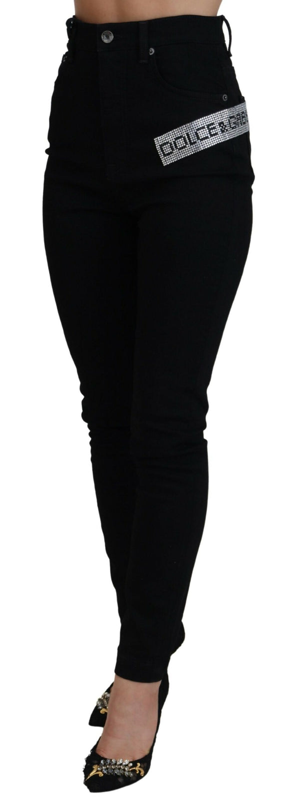 Chic High Waist Slim Fit Black Jeans Dolce & Gabbana