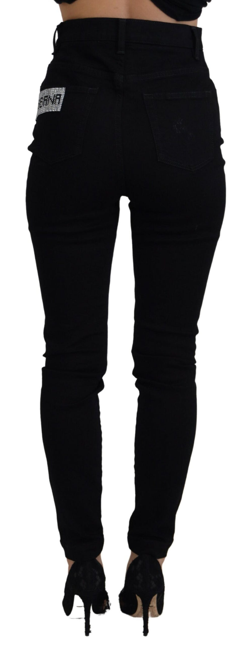 Chic High Waist Slim Fit Black Jeans Dolce & Gabbana