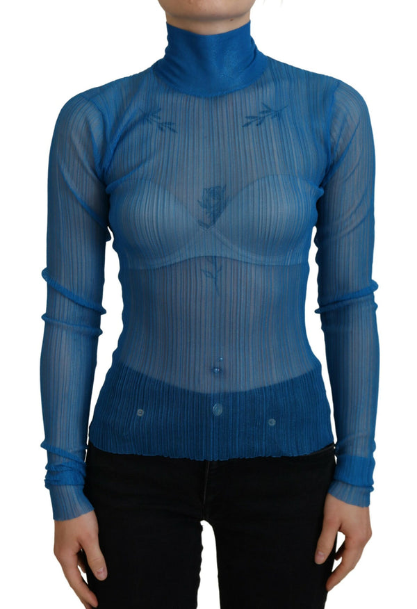 Elegant Blue Mesh Blouse Top Dolce & Gabbana