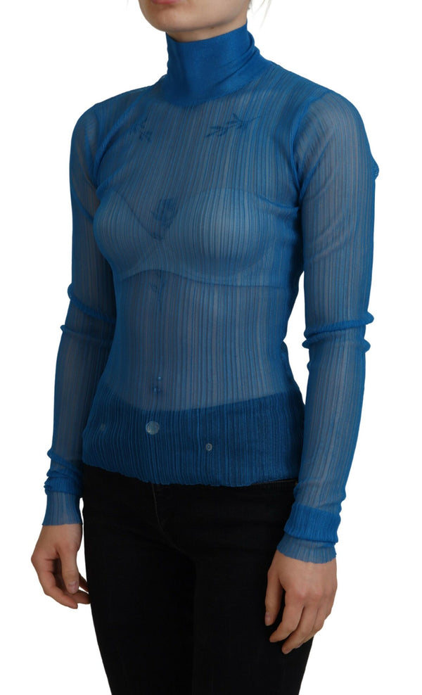 Elegant Blue Mesh Blouse Top Dolce & Gabbana