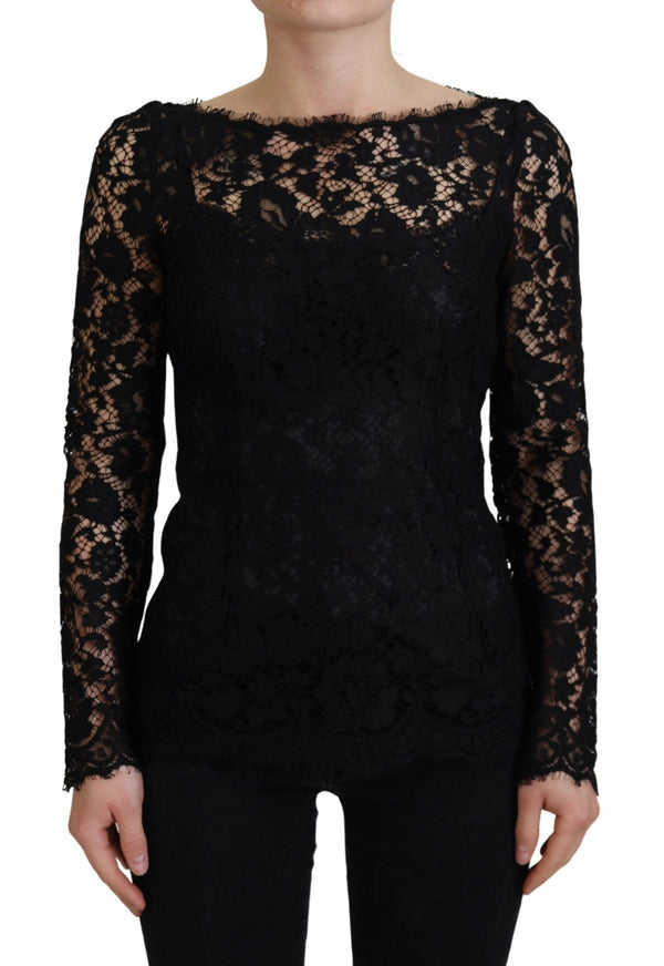 Elegant Floral Lace Long Sleeve Top Dolce & Gabbana