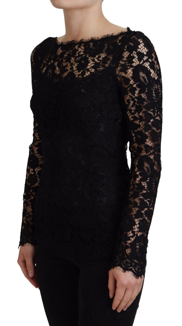 Elegant Floral Lace Long Sleeve Top Dolce & Gabbana